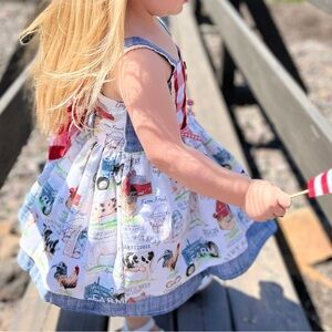 Girls' Farmhouse Dress with Red Gingham